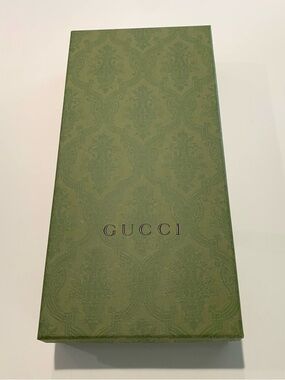 Gucci Olive Green Damask Empty Box w/tissue. Ties, Scarves, decor. 6-1/4x13x2